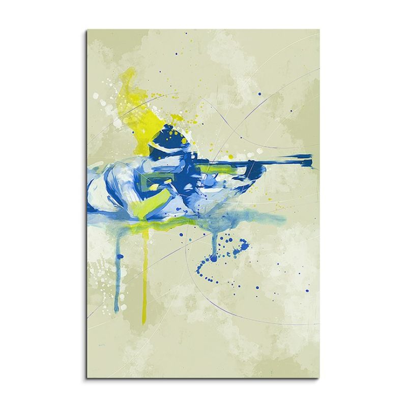 Biathlon IV 90x60cm SPORTBILDER Paul Sinus Art Splash Art Wandbild Aquarell Art