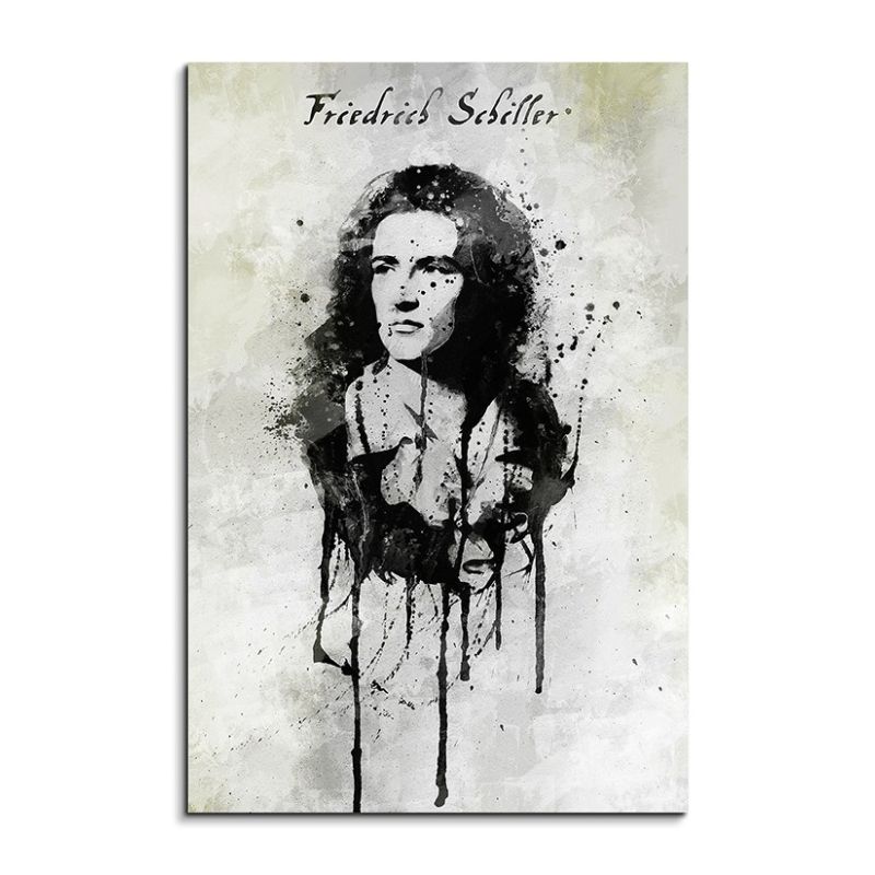 Friedrich Schiller 90x60cm Aquarell Art Wandbild auf Leinwand fertig gerahmt Original Sinus Art