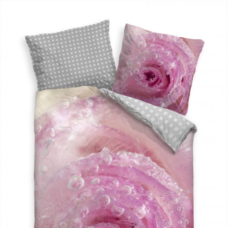 Rose Eis Abstrakt Makro Pink Bettwäsche Set 135×200 cm + 80x80cm  Atmungsaktiv