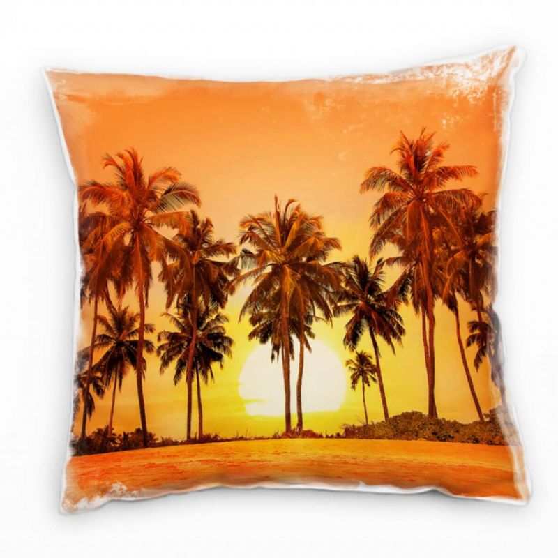 Natur, Sonnenuntergang, Palmen, Sri Lanka, orange Deko Kissen 40x40cm für Couch Sofa Lounge Zierkiss