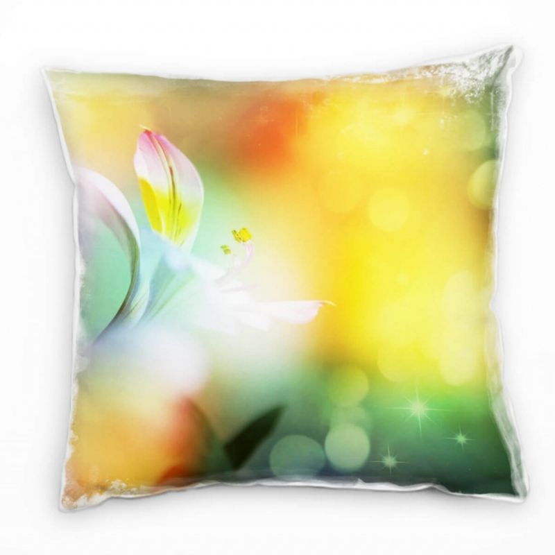 Blumen, bunt, unscharf, sommerlich Deko Kissen 40x40cm für Couch Sofa Lounge Zierkissen