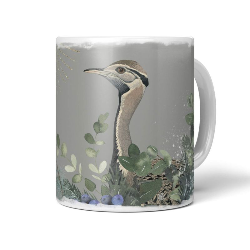 Dekorative Tasse mit schönem Vogel Motiv Hindutrappe Indien einzigartiges Design Kunstvoll