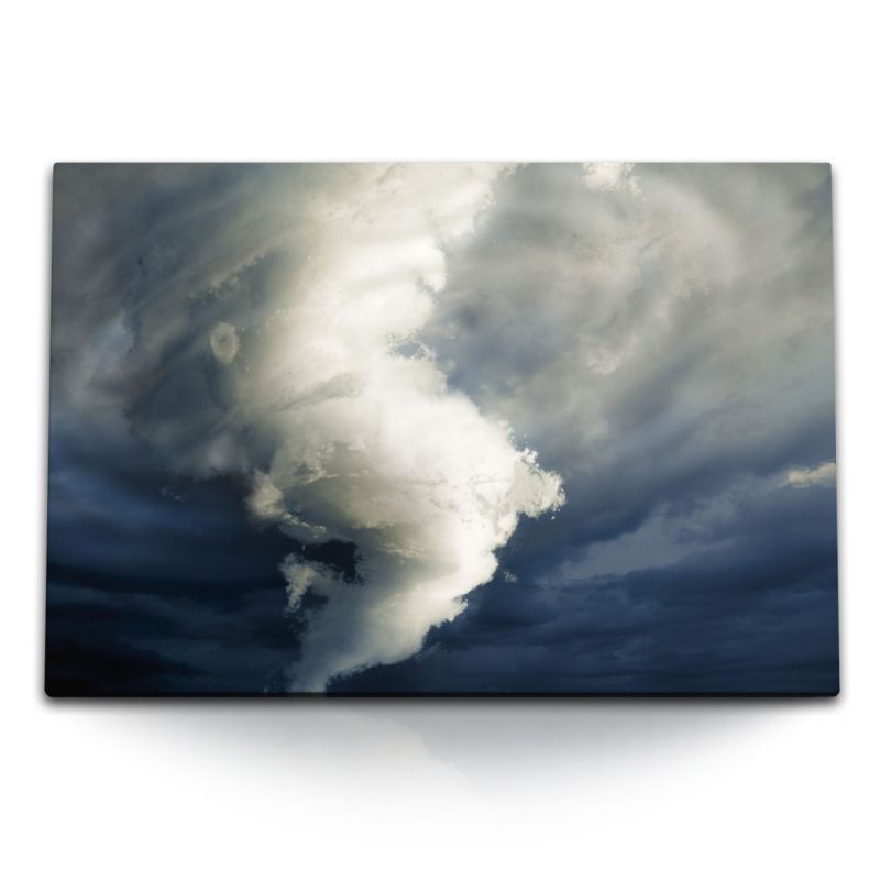 120x80cm Wandbild auf Leinwand Wolkenwirbel Tornado Himmel Wolken Sturm