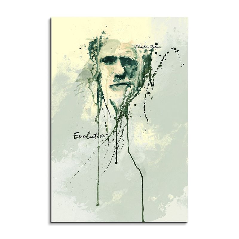 Charles Darwin 90x60cm Aquarell Art Wandbild auf Leinwand fertig gerahmt Original Sinus Art