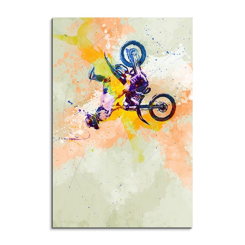 Motorrad Xgames I 90x60cm Aquarell Art Leinwandbild