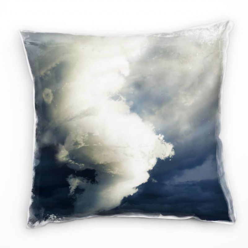 Natur, weiß, blau Tornado, Sturm, Unwetter Deko Kissen 40x40cm für Couch Sofa Lounge Zierkissen