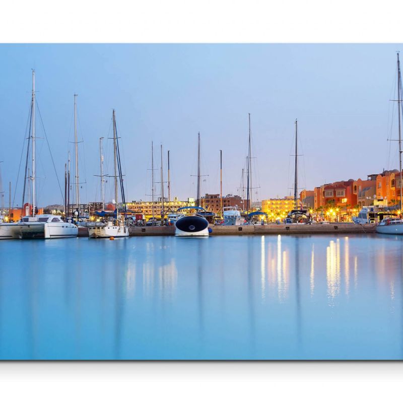 Fotografie  Hafen in Hurghada bei Sonnenuntergang – Leinwandbild