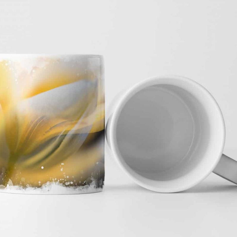 Tasse Geschenk Naturfotografie – Weiße Blüten mit goldenem Schein