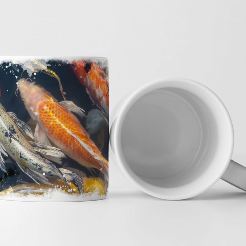 Tasse Geschenk Bild von bunten Koifischen