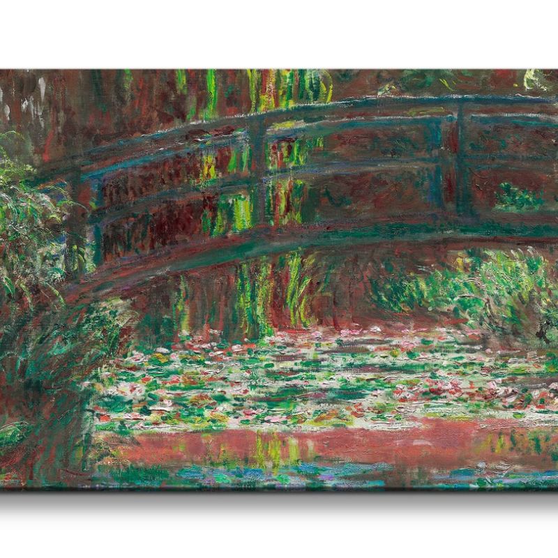 Remaster 120x60cm Claude Monet Impressionismus weltberühmtes Wandbild Water Lily Pond Holzbrücke