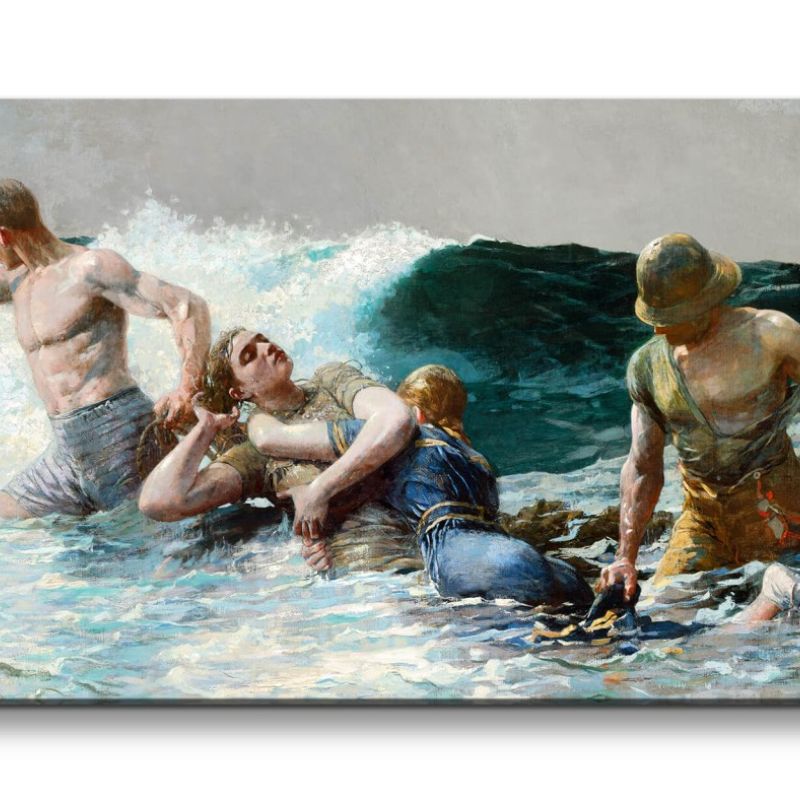 Remaster 120x60cm Winslow Homer weltberühmtes Wandbild Undertow Stürmische See zeitlose Kunst