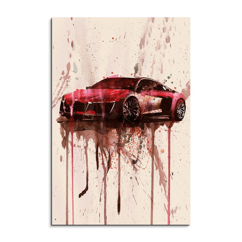 Audi R8 90x60cm  Aquarell Art Leinwandbild