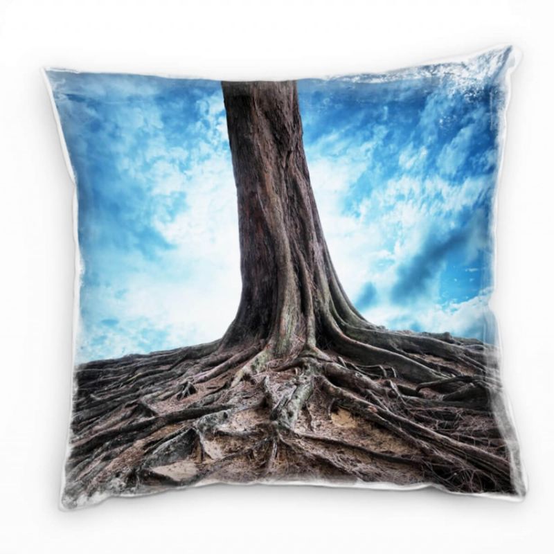 künstlerische Fotografie, Baum, wurzeln, blau, Galaxie Deko Kissen 40x40cm für Couch Sofa Lounge Zie