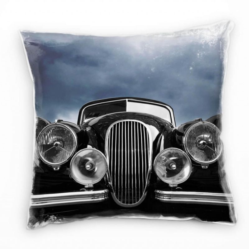 Urban, Vintage, Auto, Scheinwerfer, schwarz, grau Deko Kissen 40x40cm für Couch Sofa Lounge Zierkiss