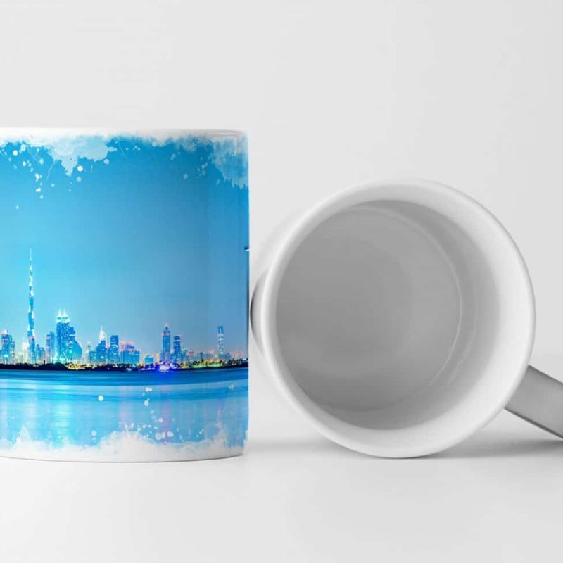 Tasse Geschenk Architekturfotografie – Dubai Skyline im Morgengrauen UAE