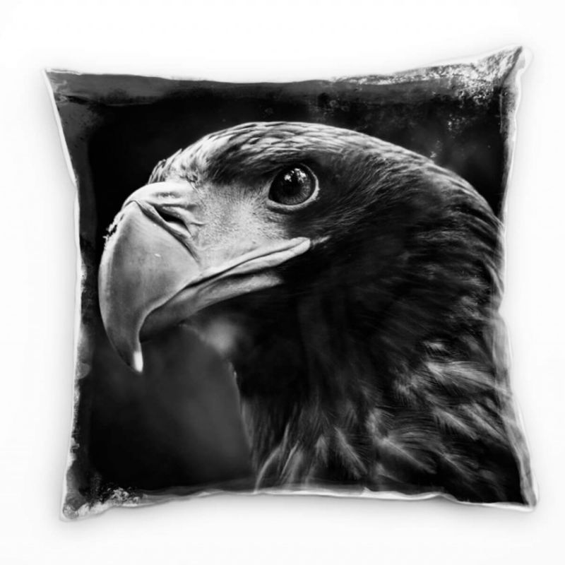 Tiere, Seeadler, grau Deko Kissen 40x40cm für Couch Sofa Lounge Zierkissen