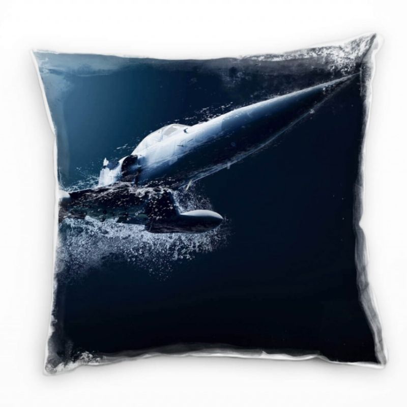 künstlerische Fotografie, grau, Flugzeug, Unterwasser Deko Kissen 40x40cm für Couch Sofa Lounge Zier