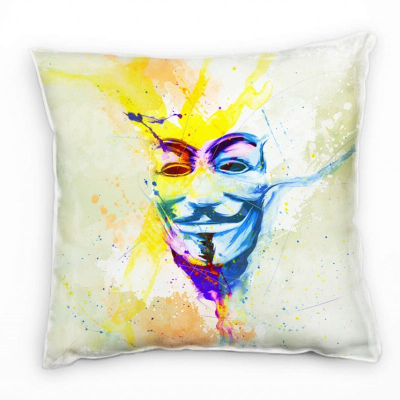 Anonymous Maske Deko Kissen Bezug 40x40cm für Couch Sofa Lounge Zierkissen