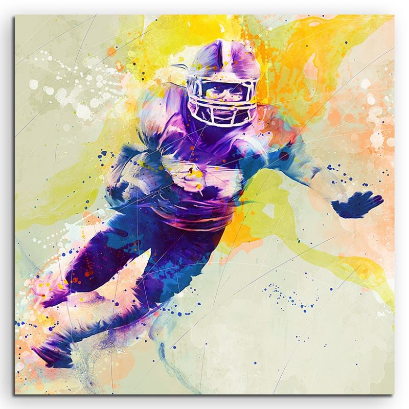 American Football IV 60x60cm Aquarell Art Leinwandbild