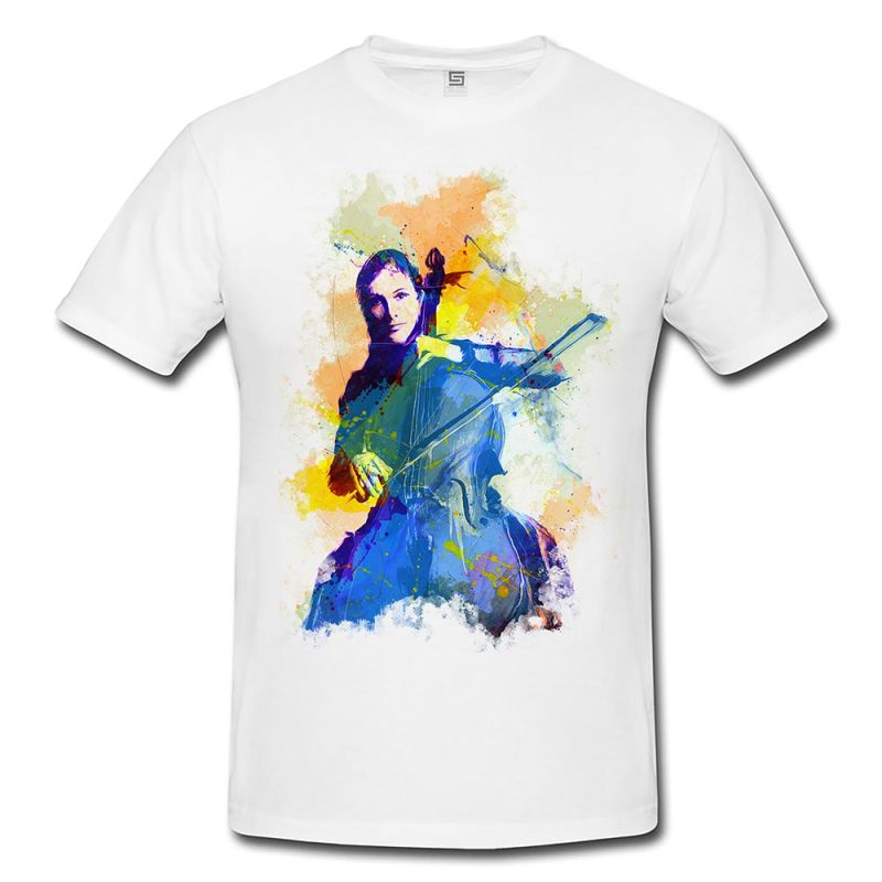 Chello Spielerin Herren T- Shirt , Stylisch aus Paul Sinus Aquarell Color