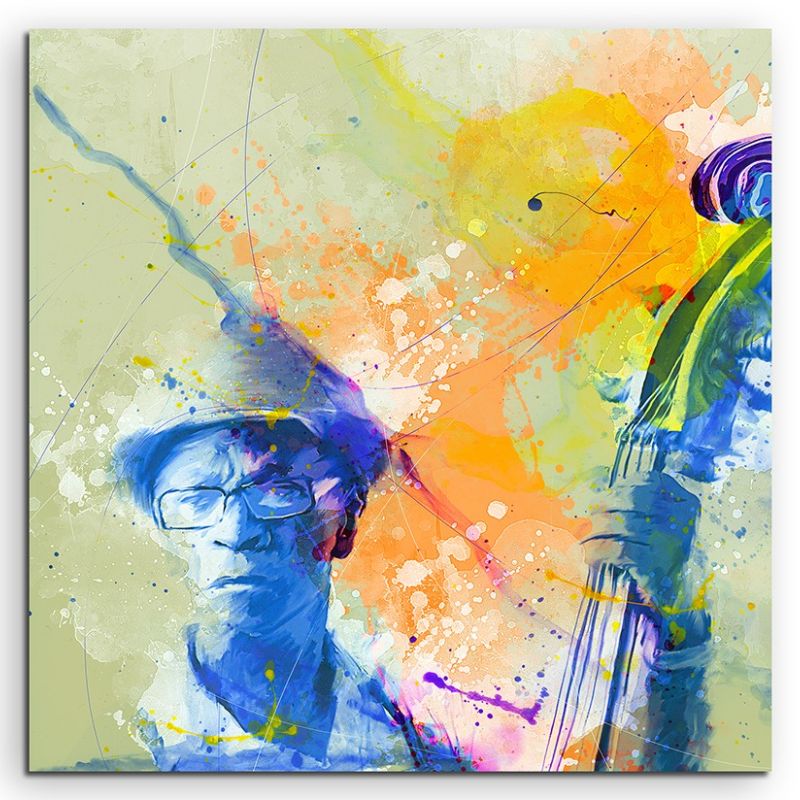 Jazz Spieler Cuba 60x60cm Aquarell Art Leinwandbild