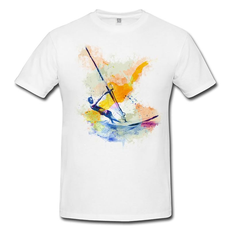 Windsurfer III  Herren und Damen T-Shirt Sport Motiv aus Paul Sinus Aquarell