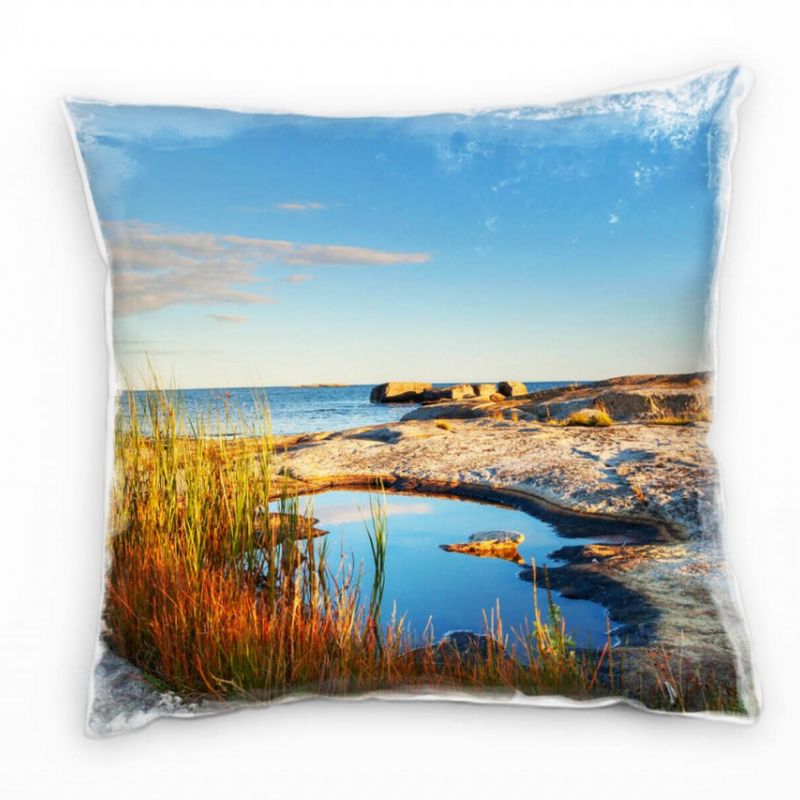 Landschaft, blau, grün, Schweden, Sonnenuntergang   Deko Kissen 40x40cm für Couch Sofa Lounge Zierki