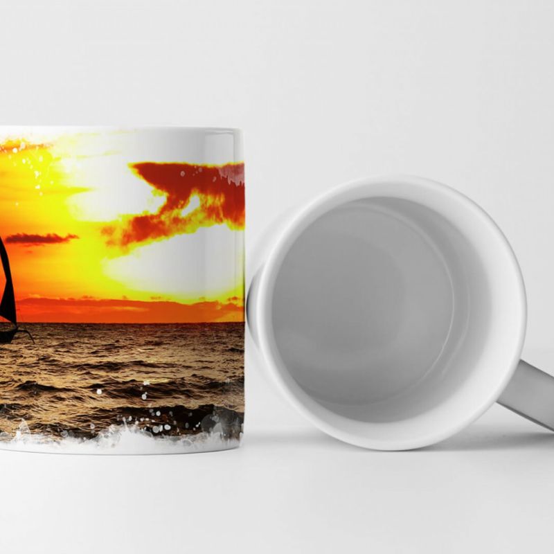 Tasse Geschenk Landschaftsfotografie – Segelschiff bei Sonnenaufgang Boracay Philippinen