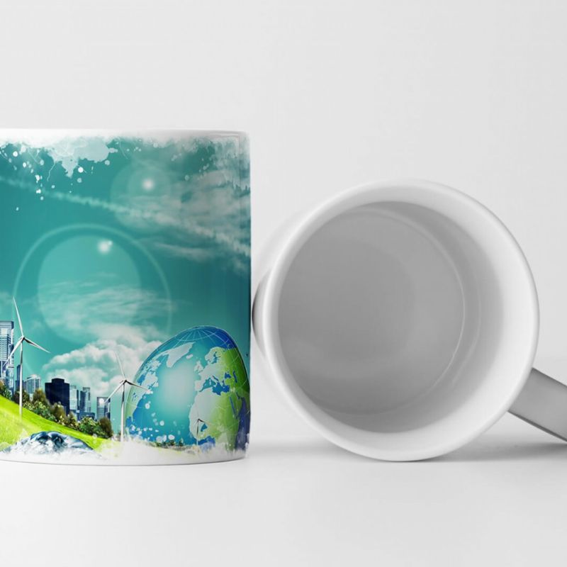 Tasse Geschenk Digitale Grafik – Futuristische Stadt