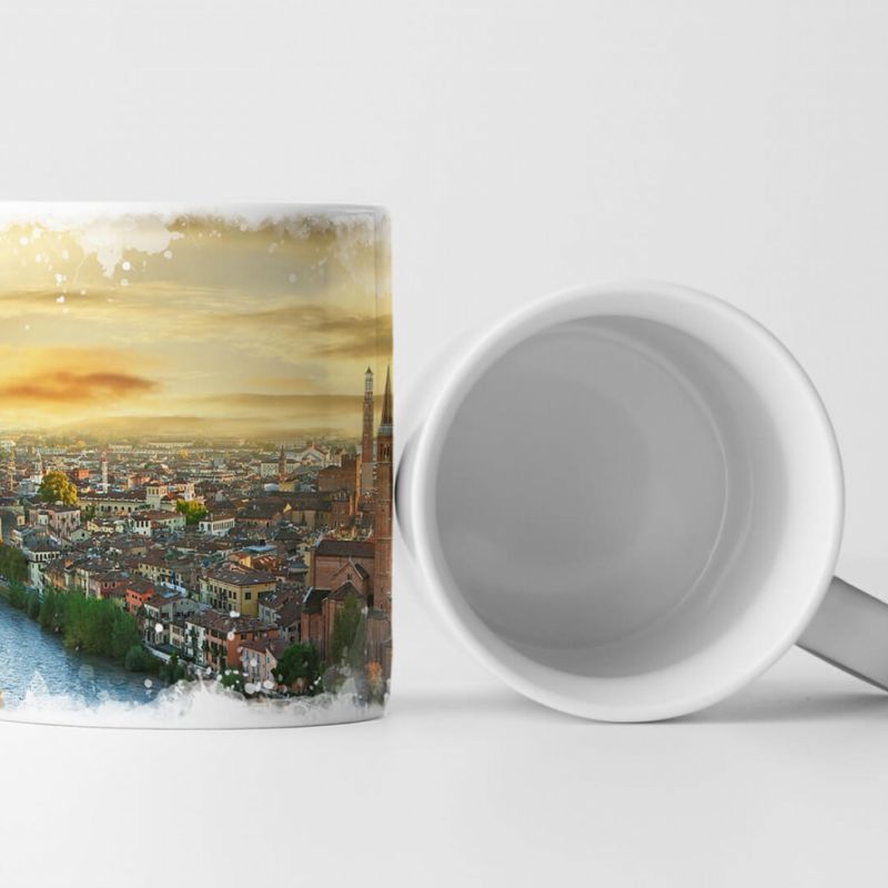 Tasse Geschenk Landschaftsfotografie – Romantisches Verona bei Sonnenaufgang Italien