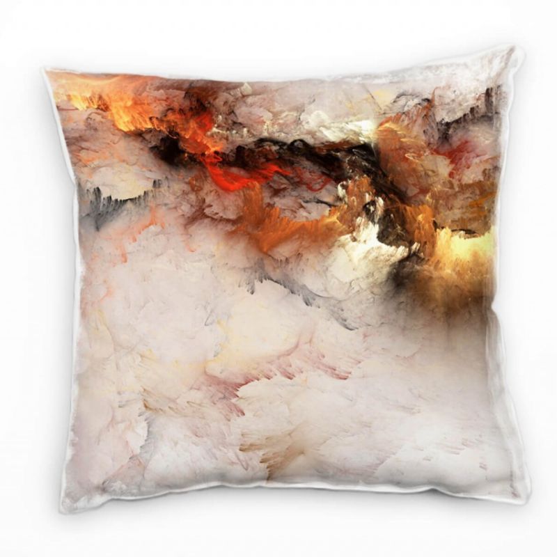 Abstrakt, gemalt, Wolken, grau, orange, beige Deko Kissen 40x40cm für Couch Sofa Lounge Zierkissen