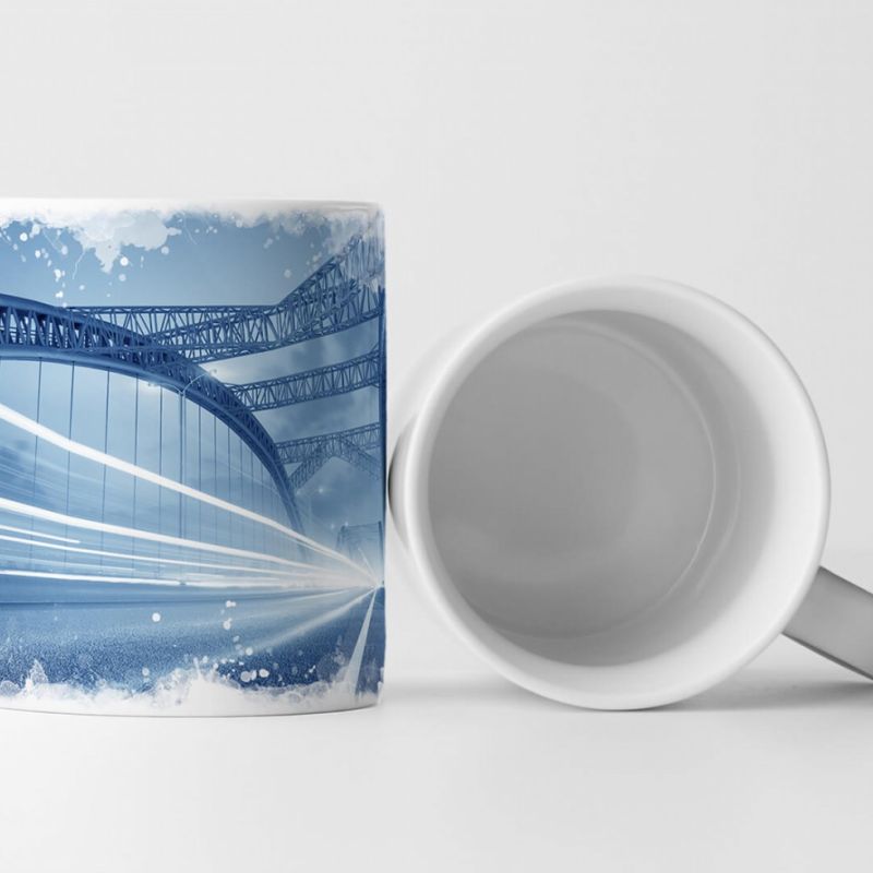 Tasse Geschenk Abstraktes Bild – Moderne Brücke bei Nacht