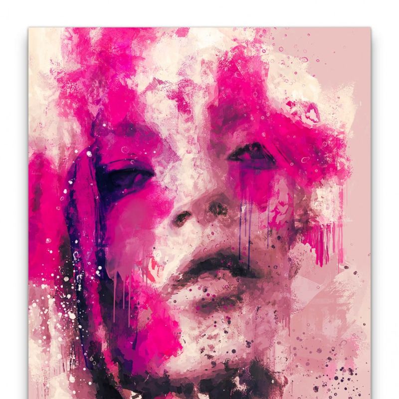 Kate Moss Porträt Abstrakt Kunst Topmodel Sexy Farbenfroh 60x90cm Leinwandbild