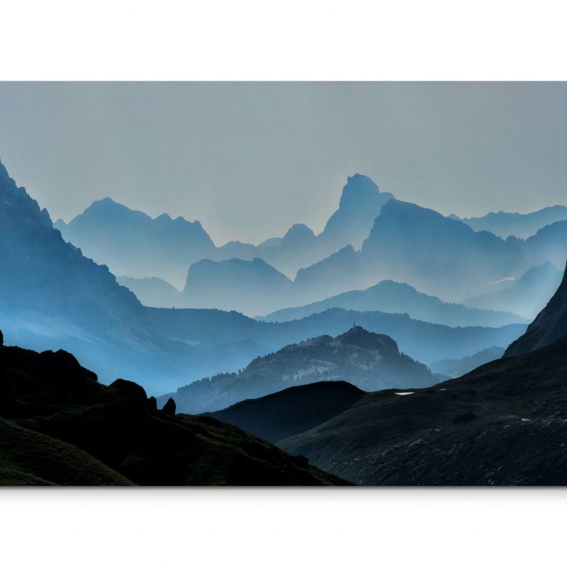 120x80cm Wandbild Berge Nebel Morgengrauen