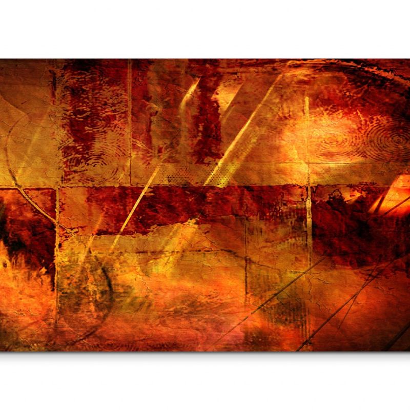 120x80cm Wandbild Wasserfarben Malerei abstrakt rot gelb braun