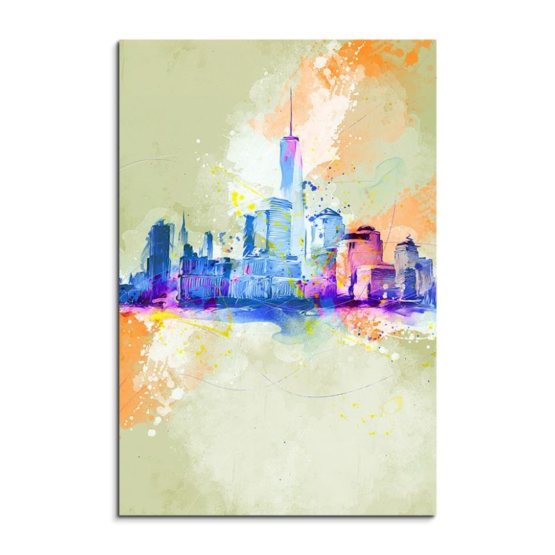 Skyline 90x60cm Aquarell Art Leinwandbild