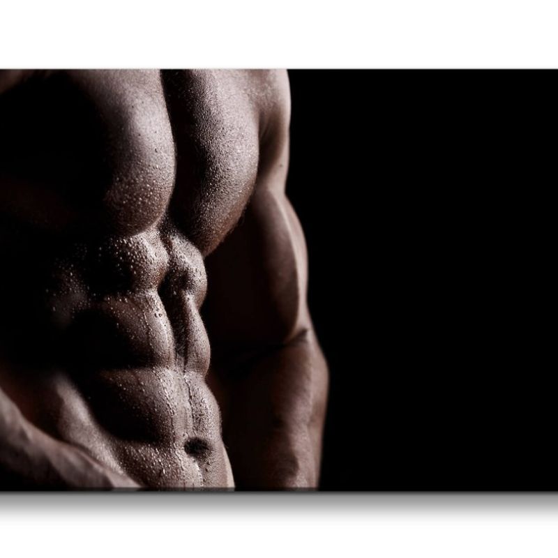 Leinwandbild 120x60cm Sexy Männerkörper Bodybuilder Sixpack Muskeln Kraftvoll