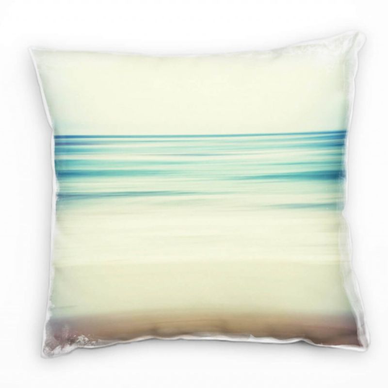 Strand und Meer, braun, türkis, Abstrakt, Wellen Deko Kissen 40x40cm für Couch Sofa Lounge Zierkisse