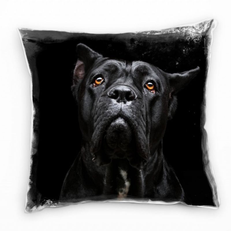 Tiere, Hund, Portrait, schwarz, orange Deko Kissen 40x40cm für Couch Sofa Lounge Zierkissen