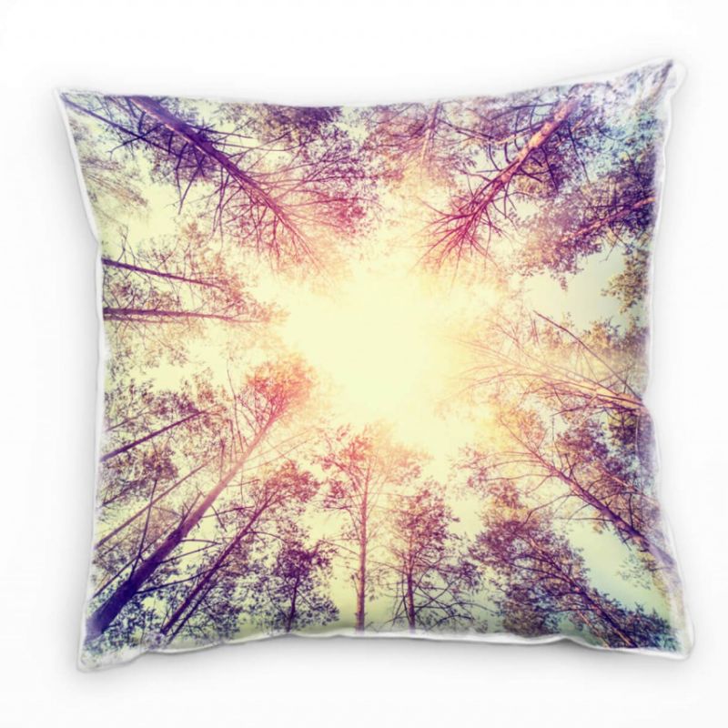 Natur, Wald, Sonnenschein, gelb, blau, grün Deko Kissen 40x40cm für Couch Sofa Lounge Zierkissen