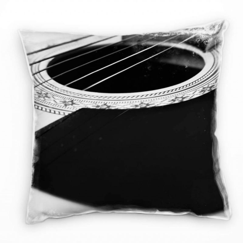 Macro, Gitarre, Seiten, Musik, grau Deko Kissen 40x40cm für Couch Sofa Lounge Zierkissen