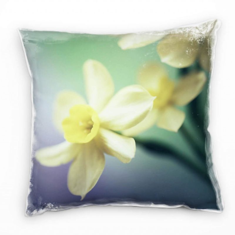 Macro, Blumen, Blüten, gelb, grün Deko Kissen 40x40cm für Couch Sofa Lounge Zierkissen