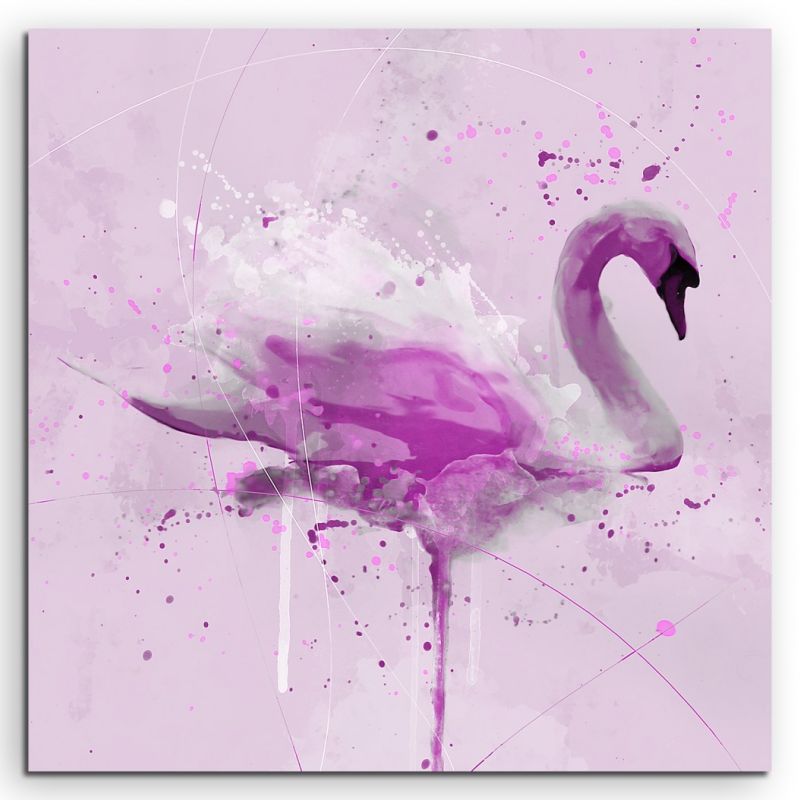 Swan Aqua Rosa 60x60cm Wandbild Aquarell Art