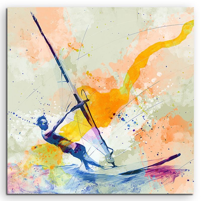 Windsurfer III 60x60cm Aquarell Art Leinwandbild