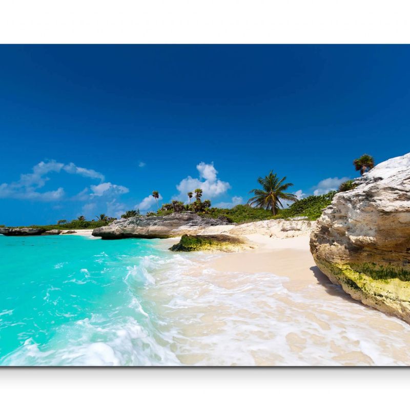 Landschaftsfotografie  Tropischer Strand in Mexiko – Leinwandbild