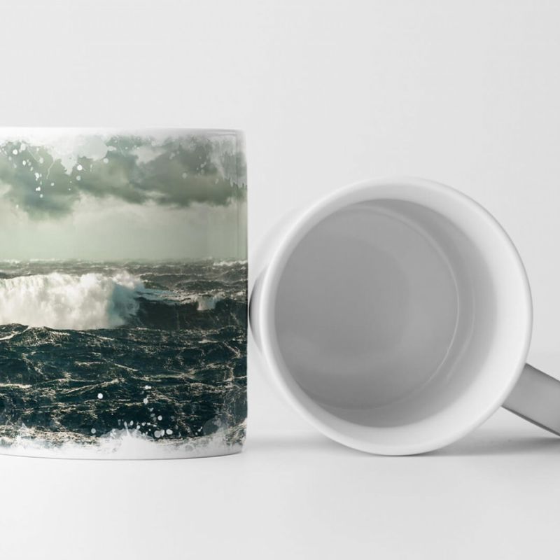 Tasse Geschenk Landschaftsfotografie – Stürme Wellen im Atlantik