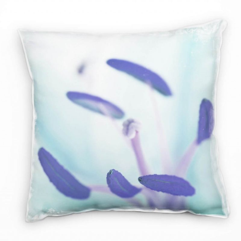 Macro, Blumen, Blüte, lila, türkis Deko Kissen 40x40cm für Couch Sofa Lounge Zierkissen