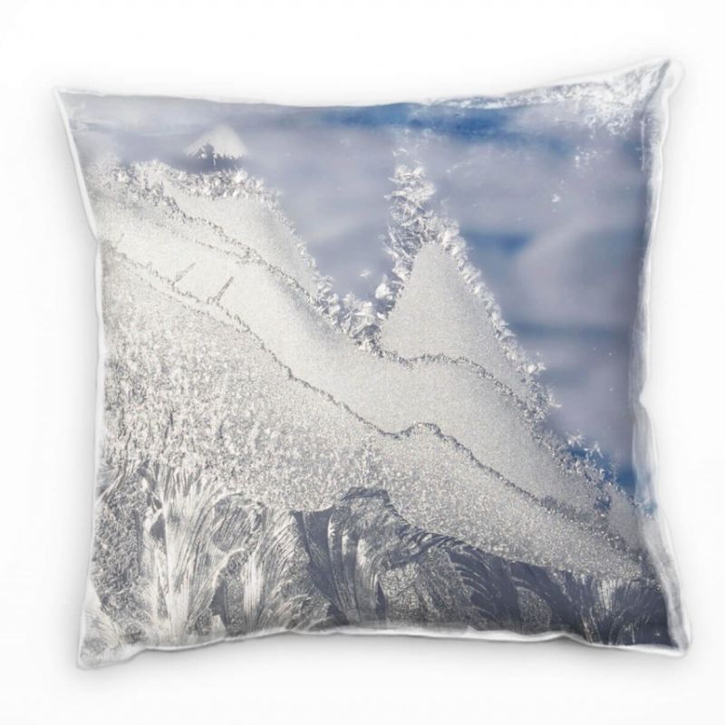 Winter, Eis, grau, blau Deko Kissen 40x40cm für Couch Sofa Lounge Zierkissen