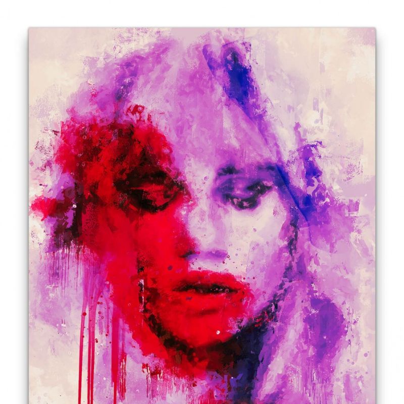 Suki Waterhouse Porträt Abstrakt Kunst Topmodel Farben 60x90cm Leinwandbild