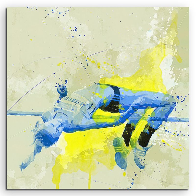 Hochsprung 60x60cm SPORTBILDER Paul Sinus Art Splash Art Wandbild Aquarell Art